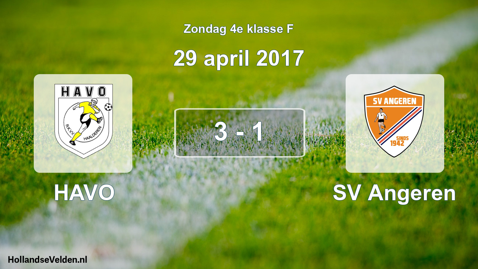 Total number of matches played: HAVO - SV Angeren 3 - 1 (29 April 2017)