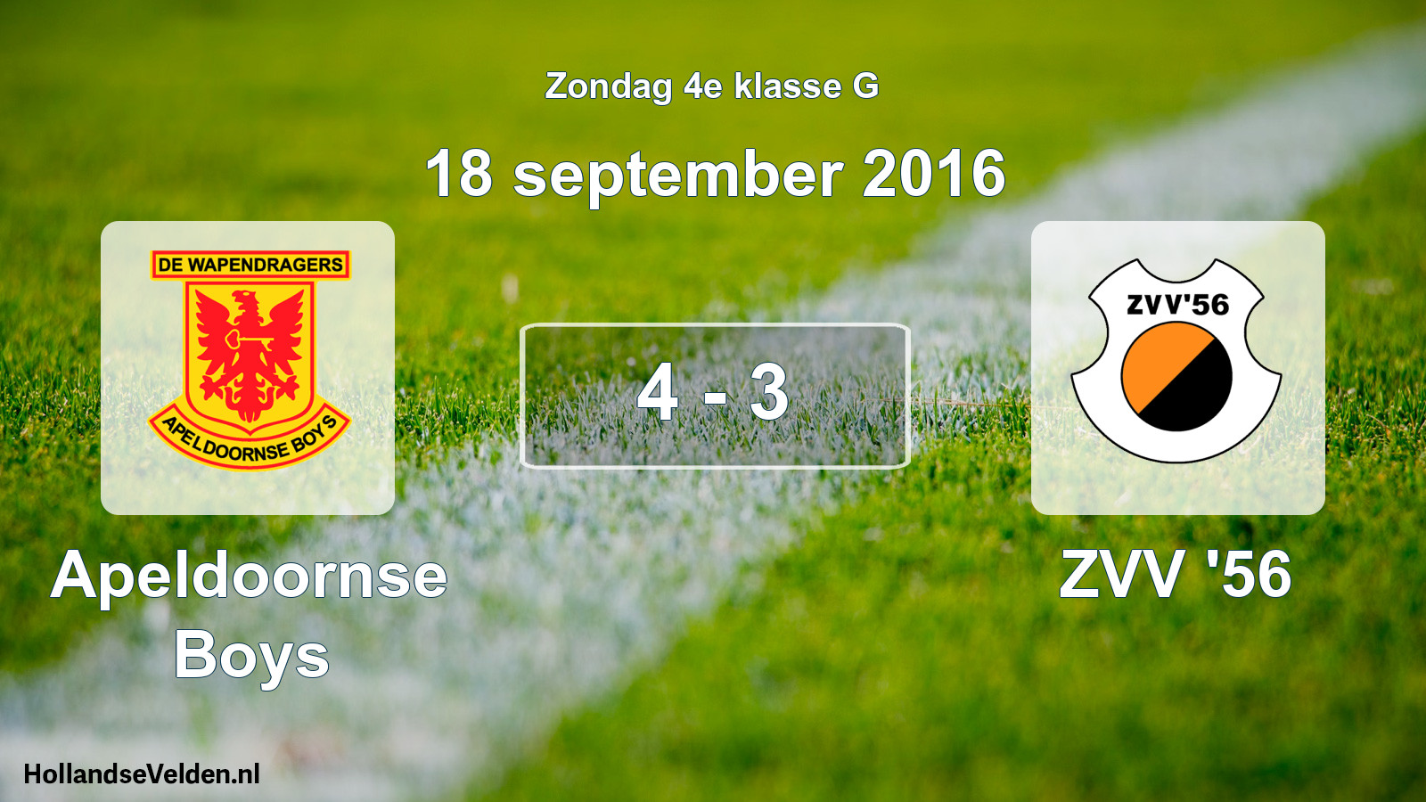 Total number of matches played: Apeldoornse Boys - ZVV '56 4 - 3 (18 September 2016)