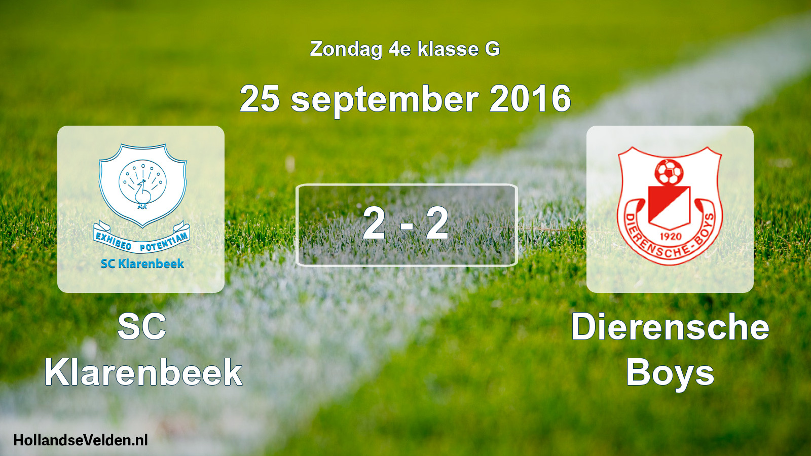 Total number of matches played: SC Klarenbeek - Dierensche Boys 2 - 2 (25 September 2016)