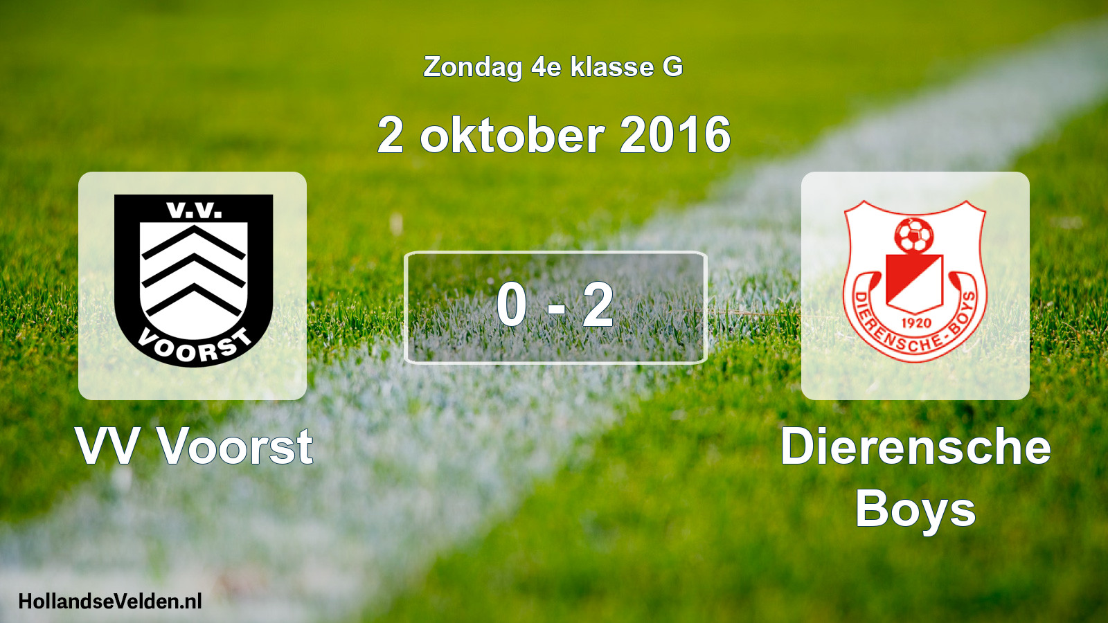 Total number of matches played: VV Voorst - Dierensche Boys 0 - 2 (2 October 2016)