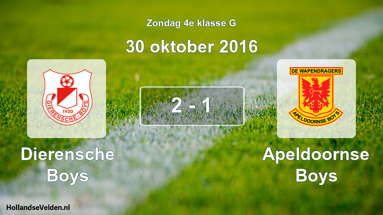 Total number of matches played: Dierensche Boys - Apeldoornse Boys 2 - 1 (30 October 2016)