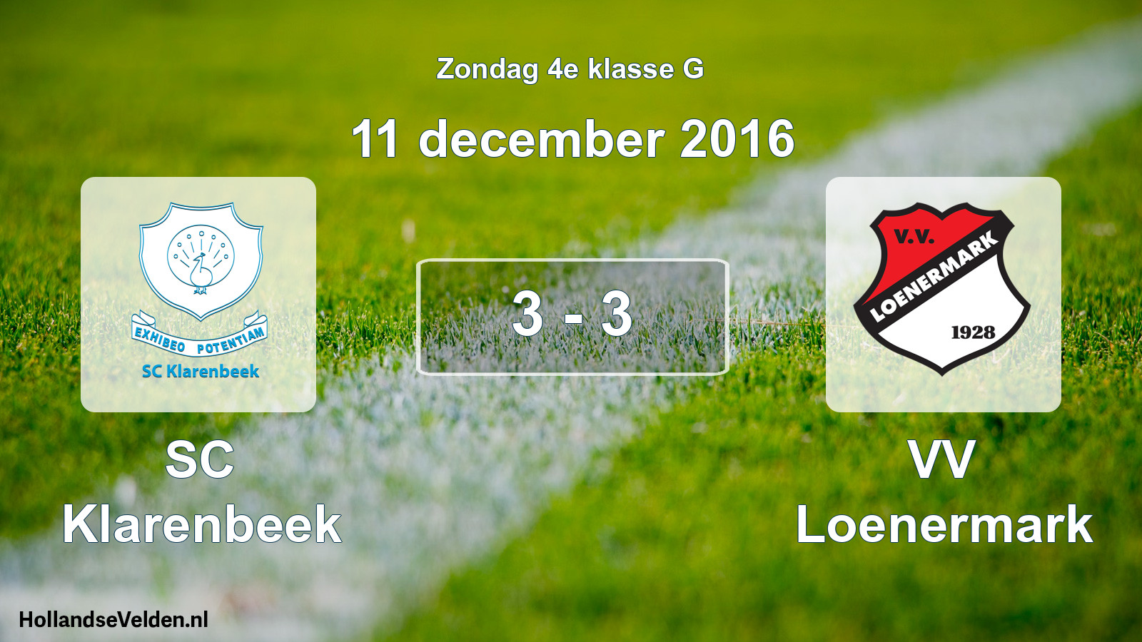 Total number of matches played: SC Klarenbeek - VV Loenermark 3 - 3 (11 December 2016)