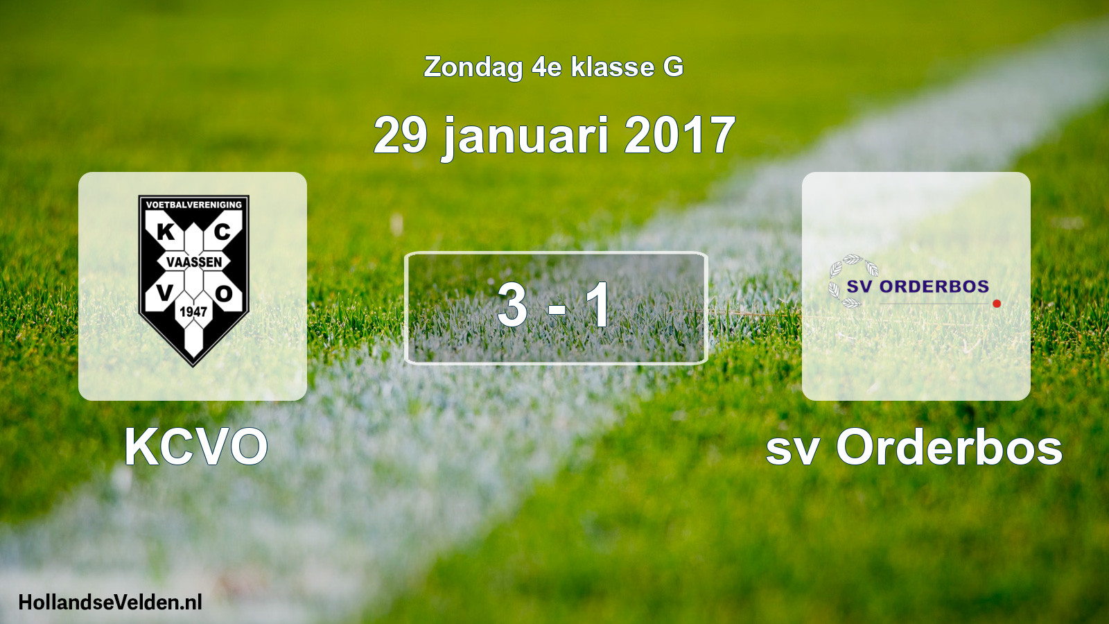 Total number of matches played: KCVO - sv Orderbos 3 - 1 (29 January 2017)