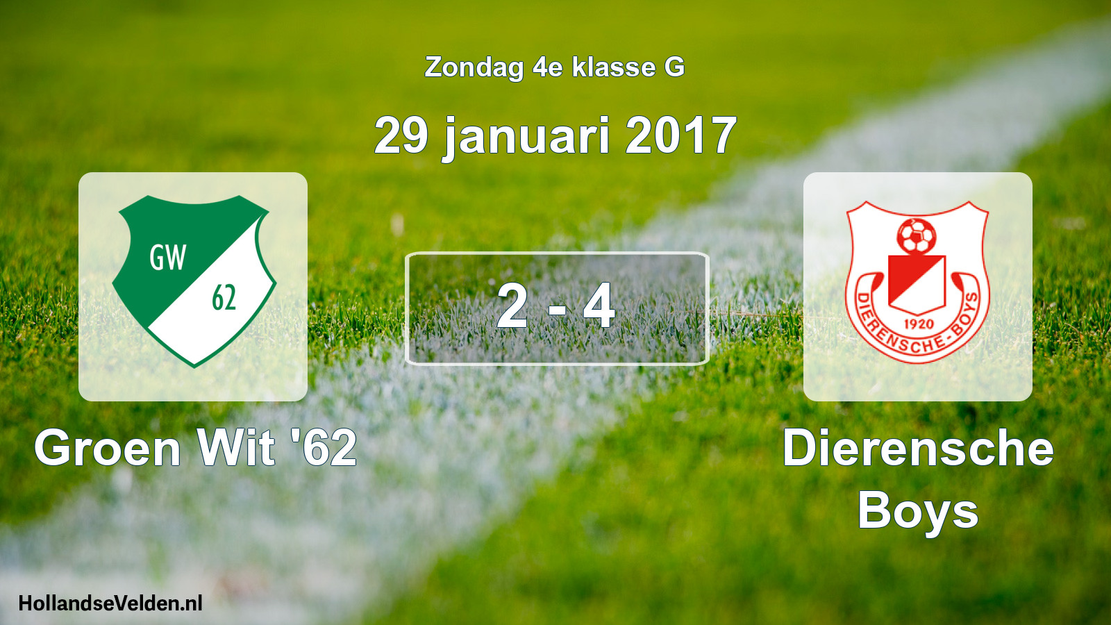 Total number of matches played: Groen Wit '62 - Dierensche Boys 2 - 4 (29 January 2017)