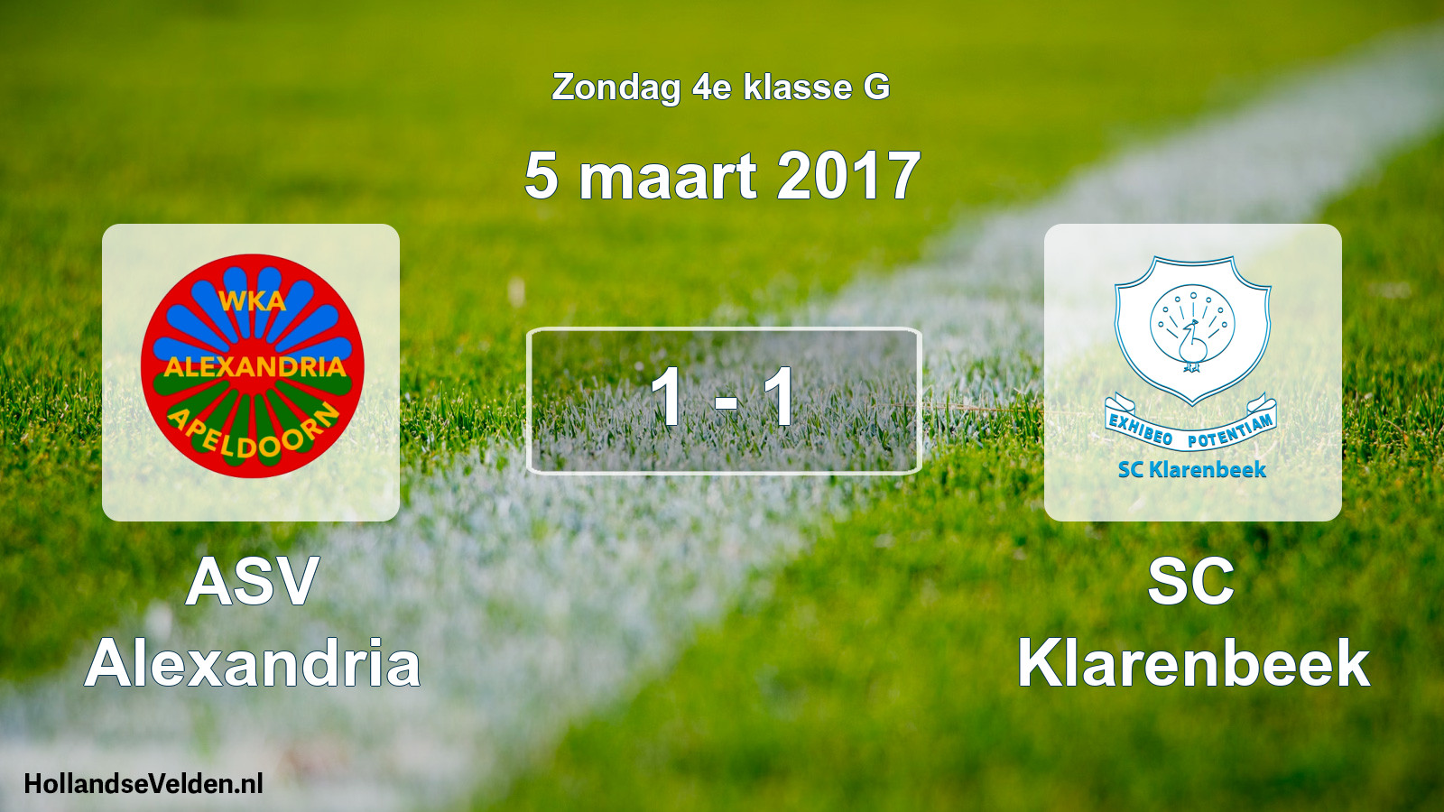 Total number of matches played: ASV Alexandria - SC Klarenbeek 1 - 1 (5 March 2017)