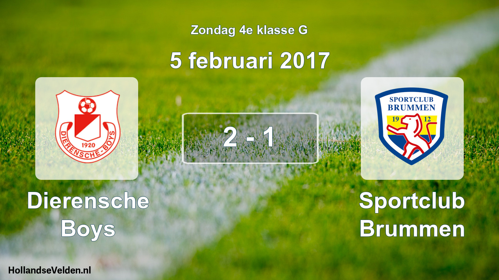 Total number of matches played: Dierensche Boys - Sportclub Brummen 2 - 1 (5 February 2017)
