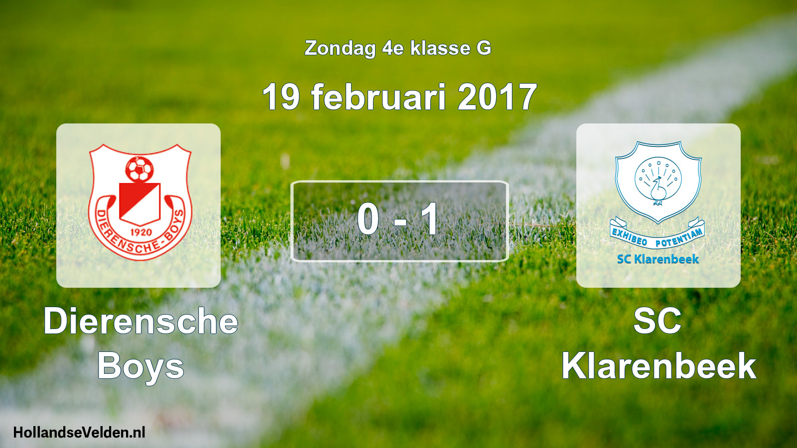 Total number of matches played: Dierensche Boys - SC Klarenbeek 0 - 1 (19 February 2017)