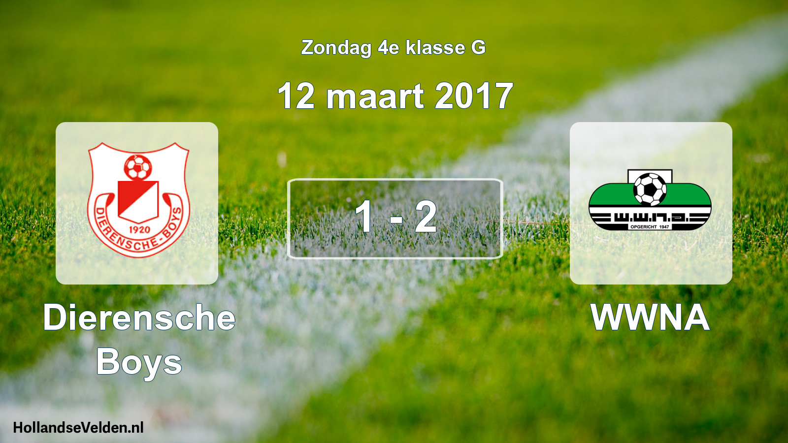 Total number of matches played: Dierensche Boys - WWNA 1 - 2 (12 March 2017)
