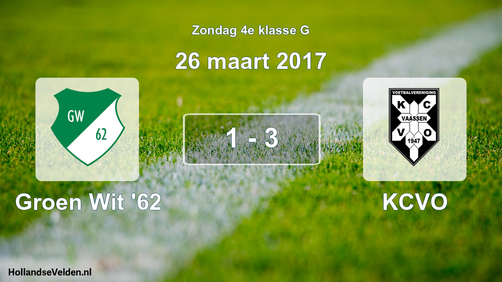 Total number of matches played: Groen Wit '62 - KCVO 1 - 3 (26 March 2017)