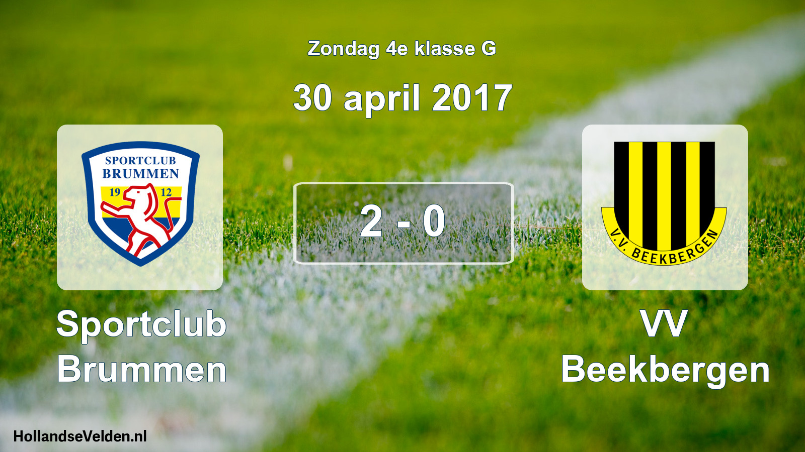 Total number of matches played: Sportclub Brummen - VV Beekbergen 2 - 0 (30 April 2017)