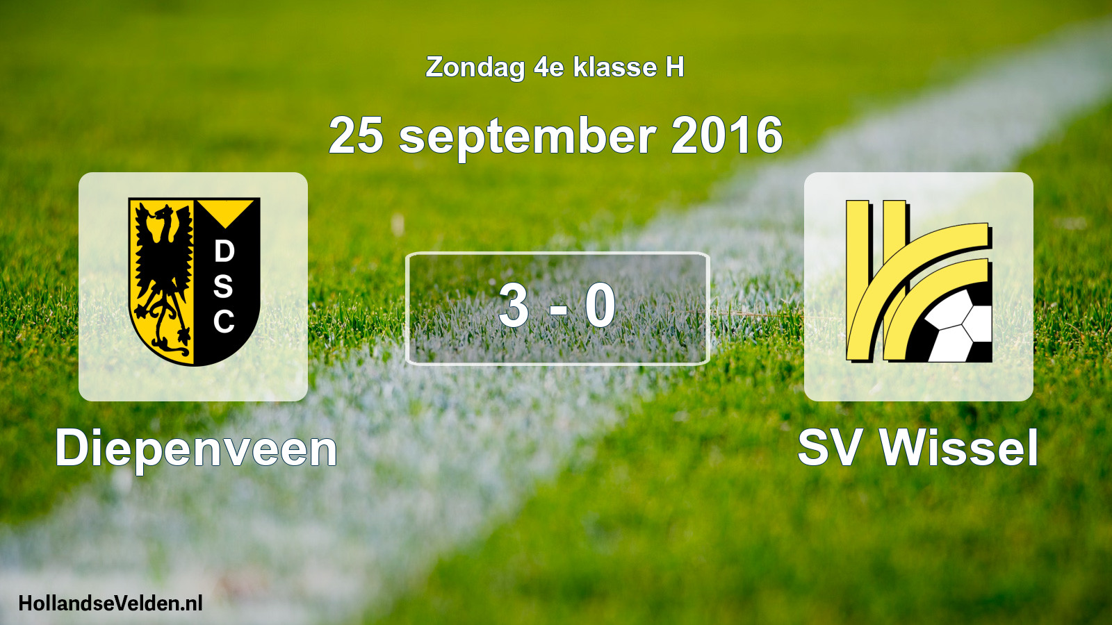 Total number of matches played: Diepenveen - SV Wissel 3 - 0 (25 September 2016)