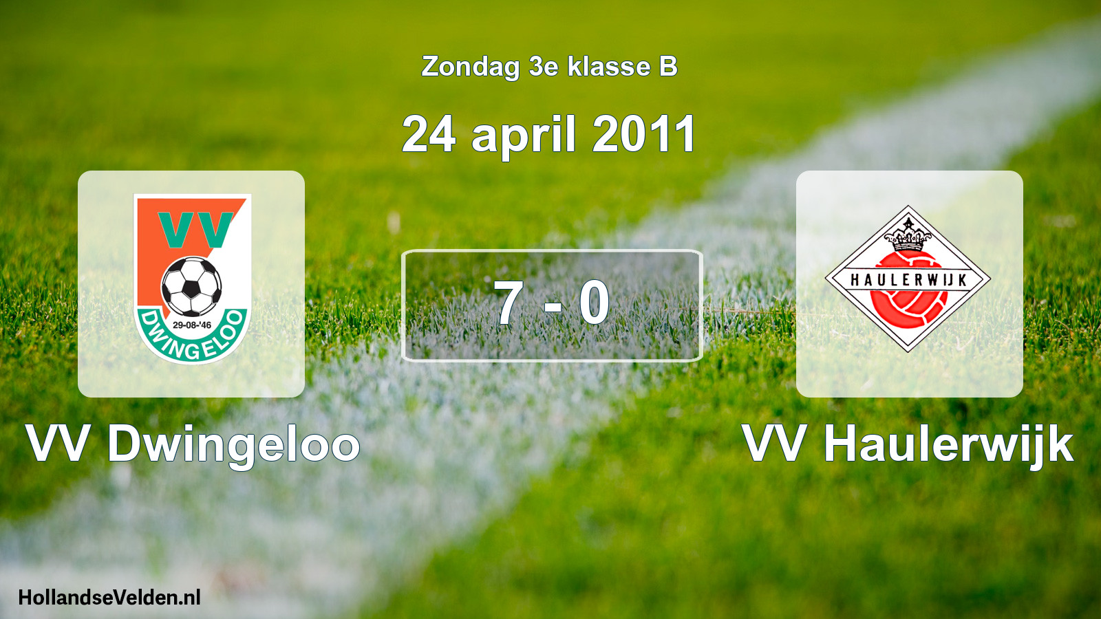 Total number of matches played: VV Dwingeloo - VV Haulerwijk 7 - 0 (24 April 2011)