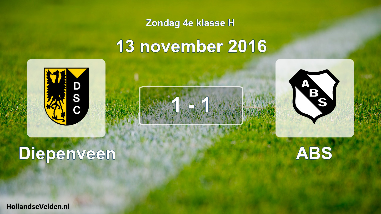 Total number of matches played: Diepenveen - ABS 1 - 1 (13 November 2016)