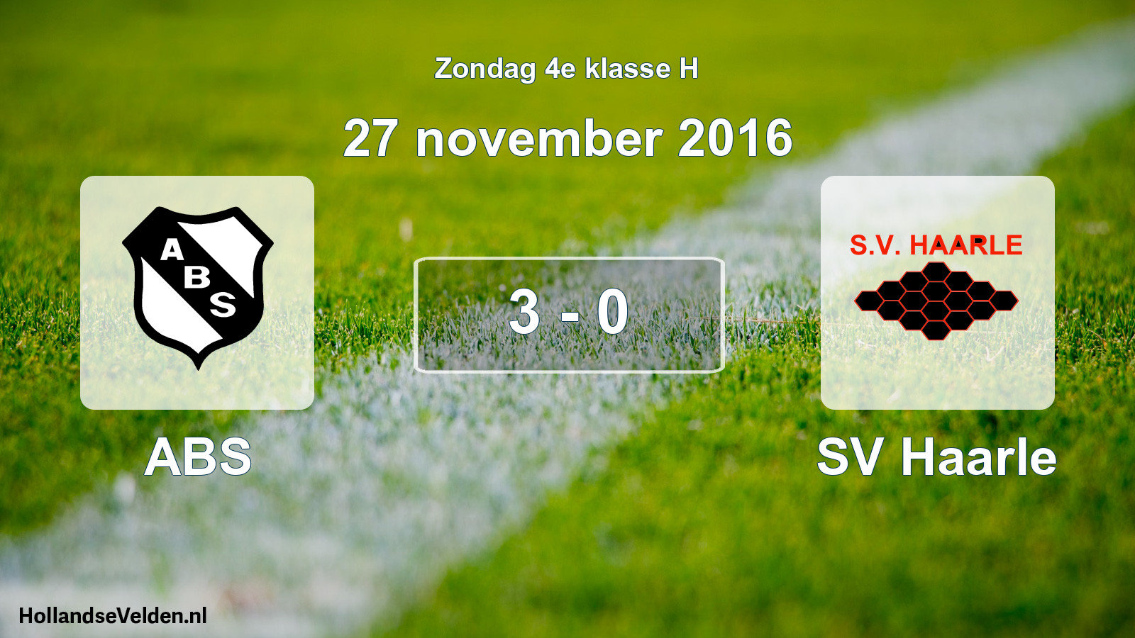 Total number of matches played: ABS - SV Haarle 3 - 0 (27 November 2016)