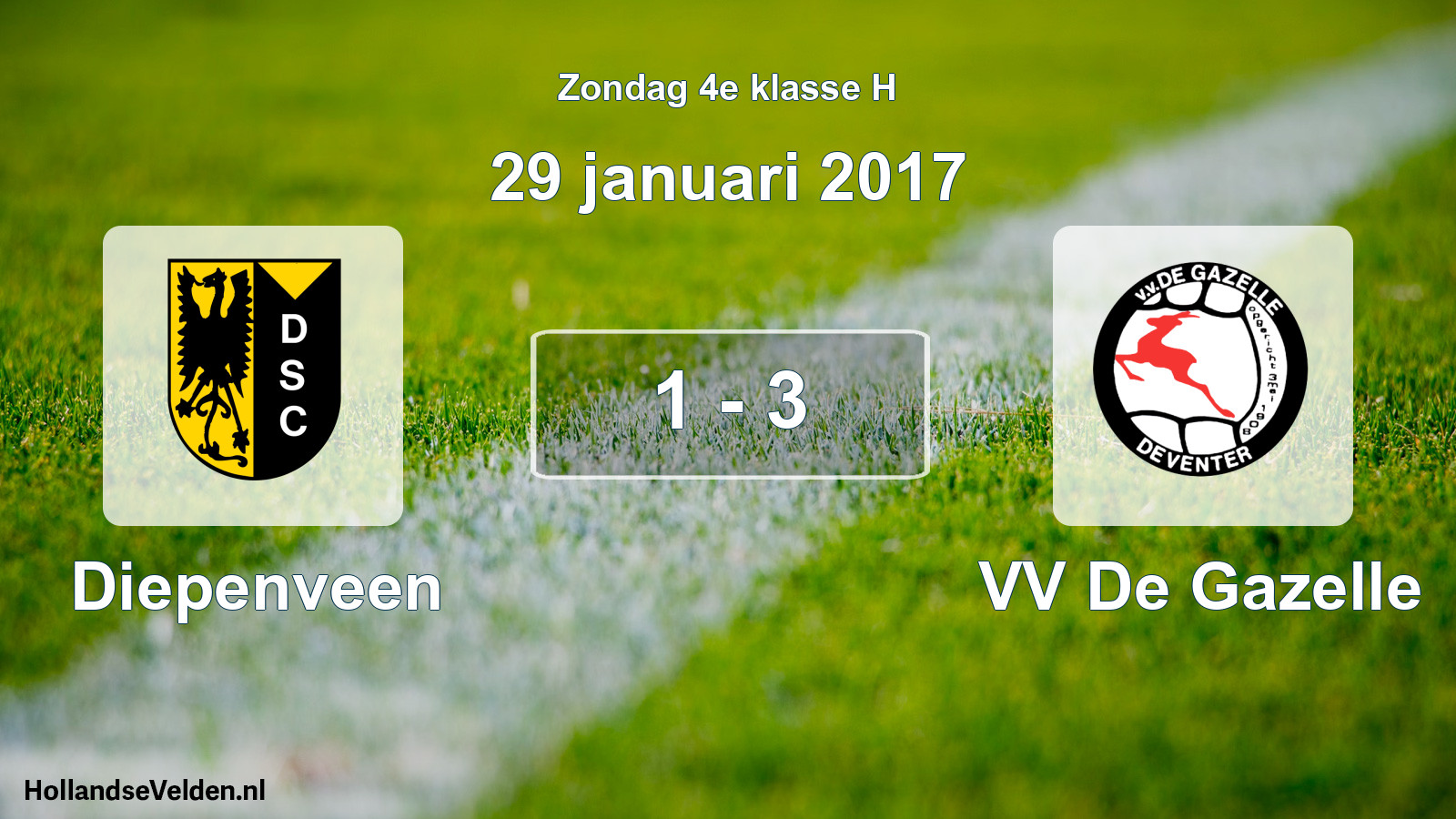 Total number of matches played: Diepenveen - VV De Gazelle 1 - 3 (29 January 2017)