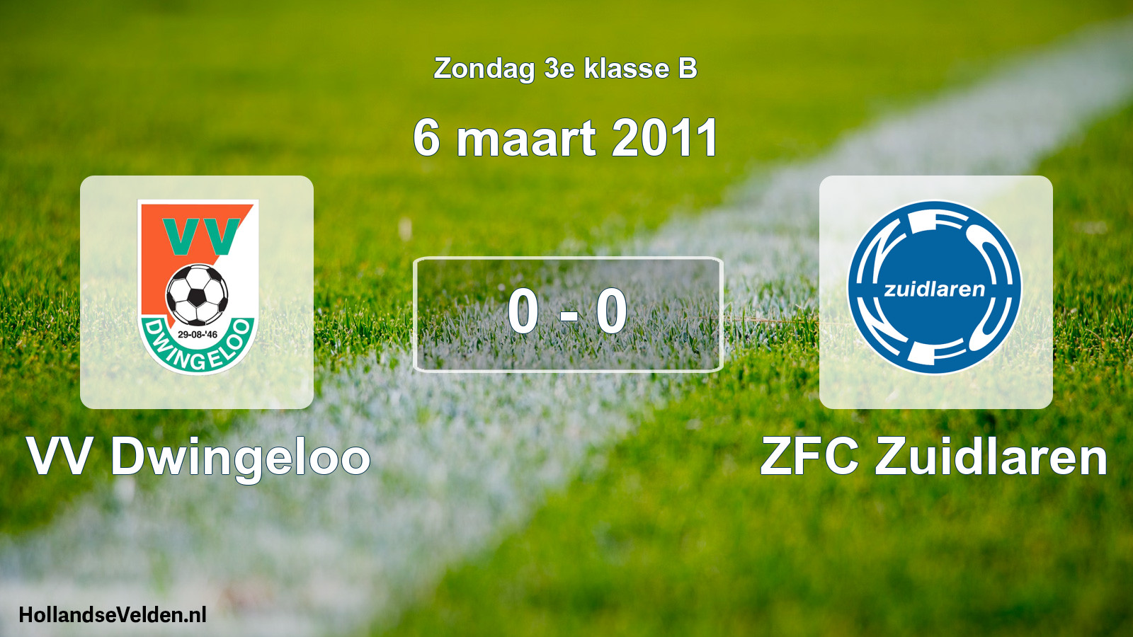 Total number of matches played: VV Dwingeloo - ZFC Zuidlaren 0 - 0 (6 March 2011)