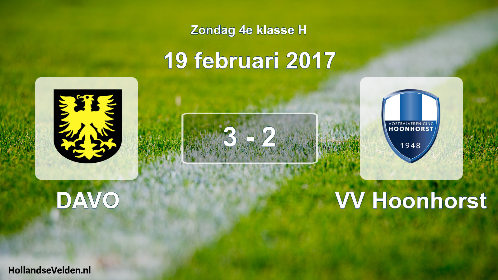 Total number of matches played: DAVO - VV Hoonhorst 3 - 2 (19 February 2017)