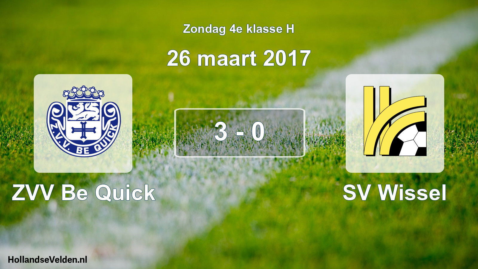 Total number of matches played: ZVV Be Quick - SV Wissel 3 - 0 (26 March 2017)