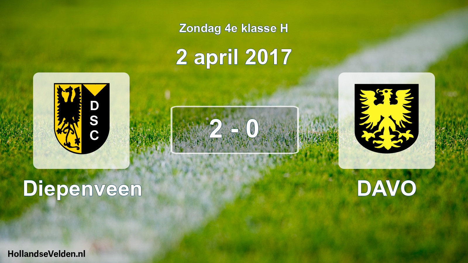 Total number of matches played: Diepenveen - DAVO 2 - 0 (2 April 2017)