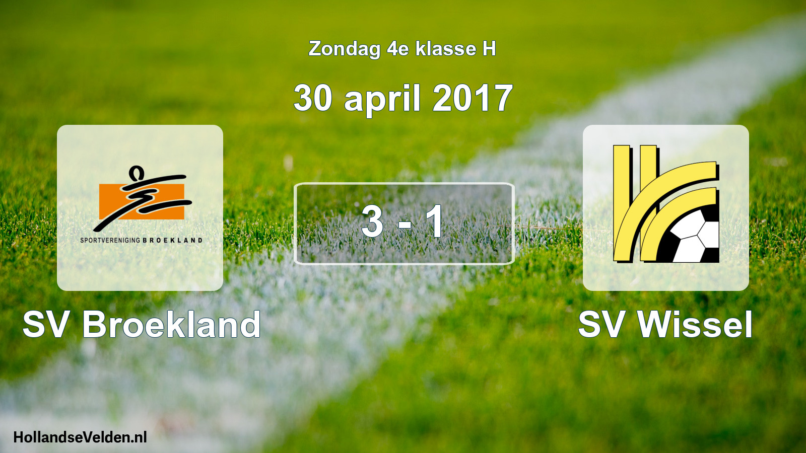 Total number of matches played: SV Broekland - SV Wissel 3 - 1 (30 April 2017)