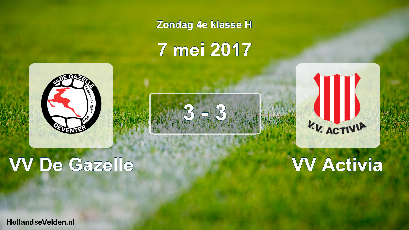 Total number of matches played: VV De Gazelle - VV Activia 3 - 3 (7 May 2017)