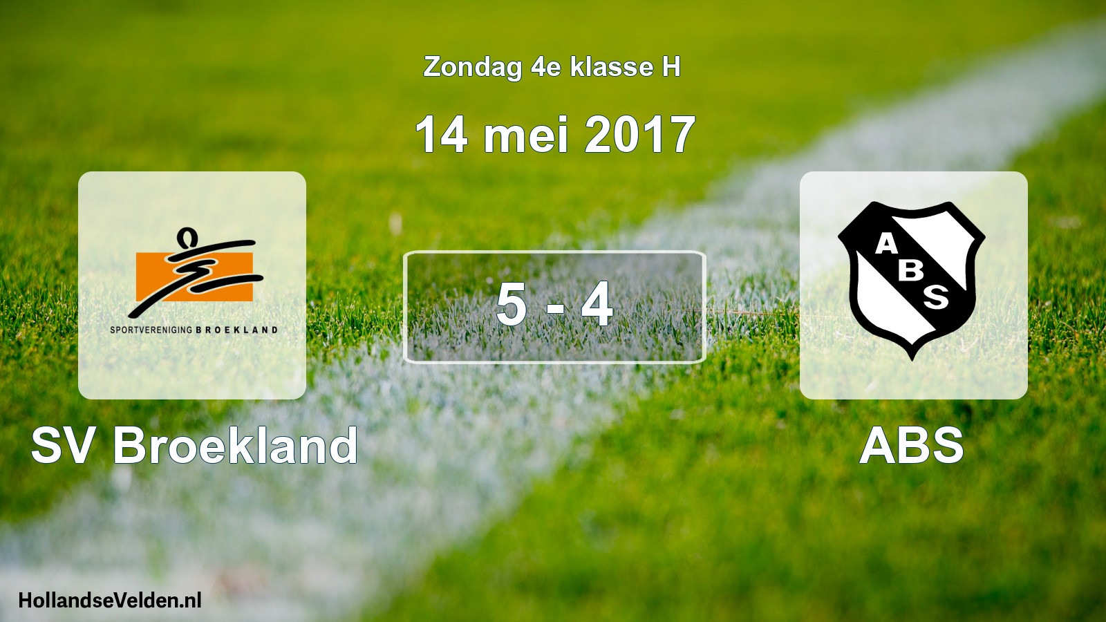 Total number of matches played: SV Broekland - ABS 5 - 4 (14 May 2017)
