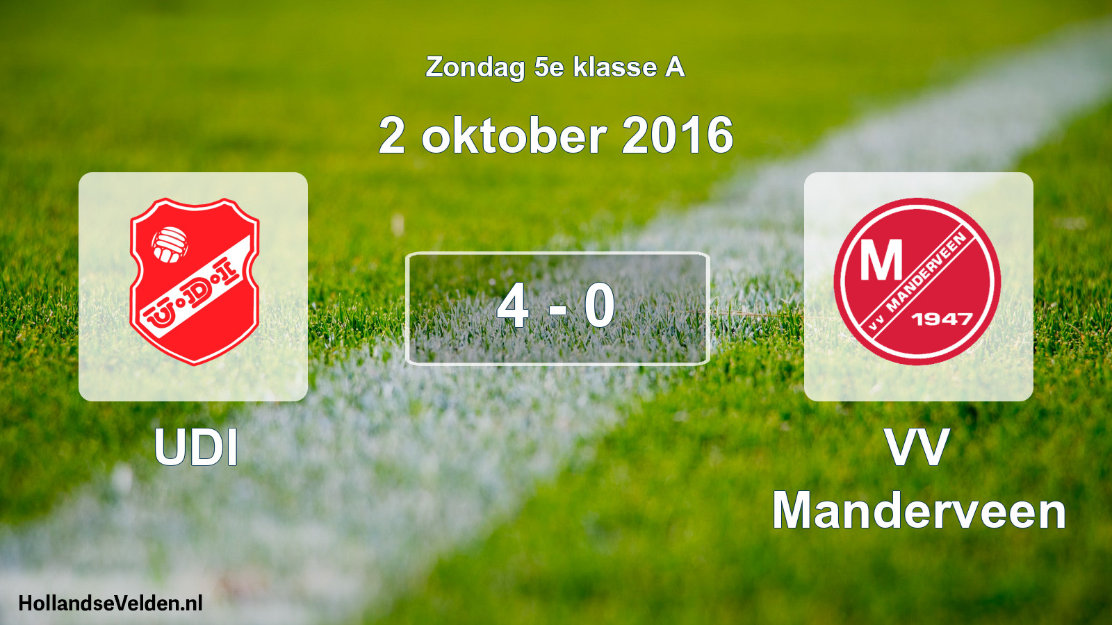Total number of matches played: UDI - VV Manderveen 4 - 0 (2 October 2016)