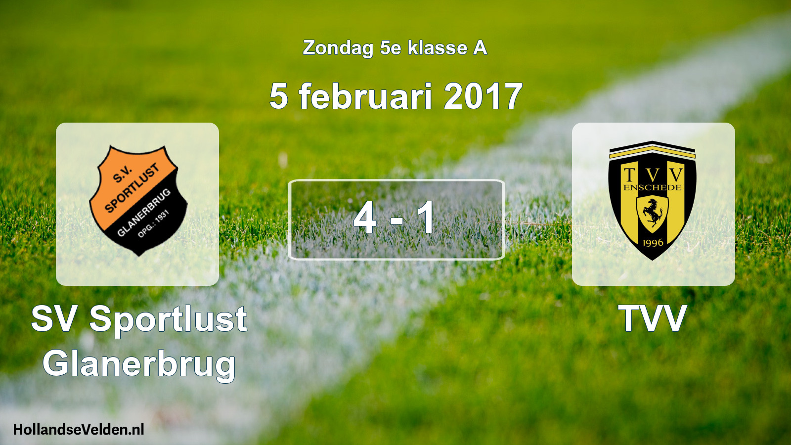 Total number of matches played: SV Sportlust Glanerbrug - TVV 4 - 1 (5 February 2017)