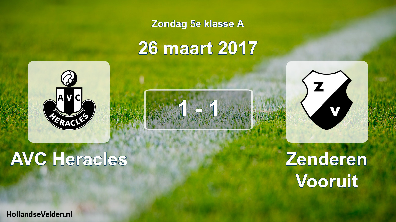 Total number of matches played: AVC Heracles - Zenderen Vooruit 1 - 1 (26 March 2017)