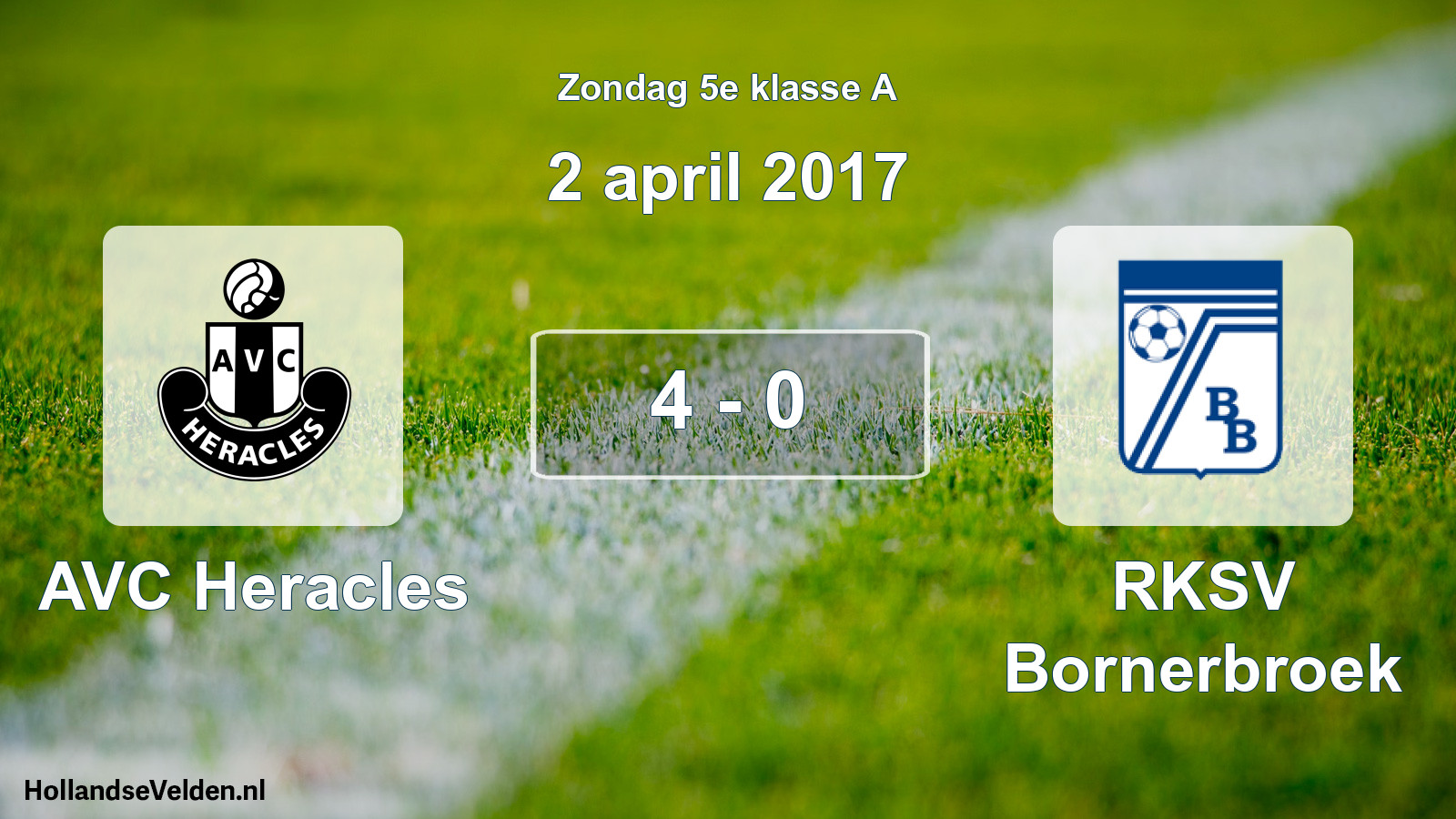 Total number of matches played: AVC Heracles - RKSV Bornerbroek 4 - 0 (2 April 2017)