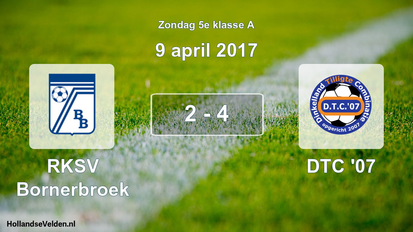 Total number of matches played: RKSV Bornerbroek - DTC '07 2 - 4 (9 April 2017)