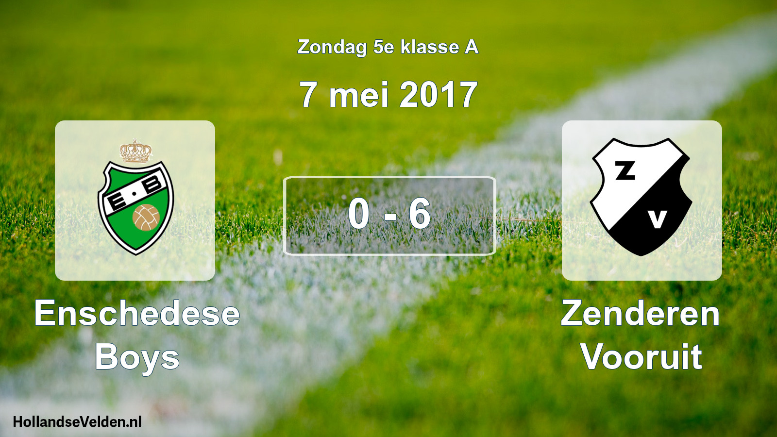 Total number of matches played: Enschedese Boys - Zenderen Vooruit 0 - 6 (7 May 2017)