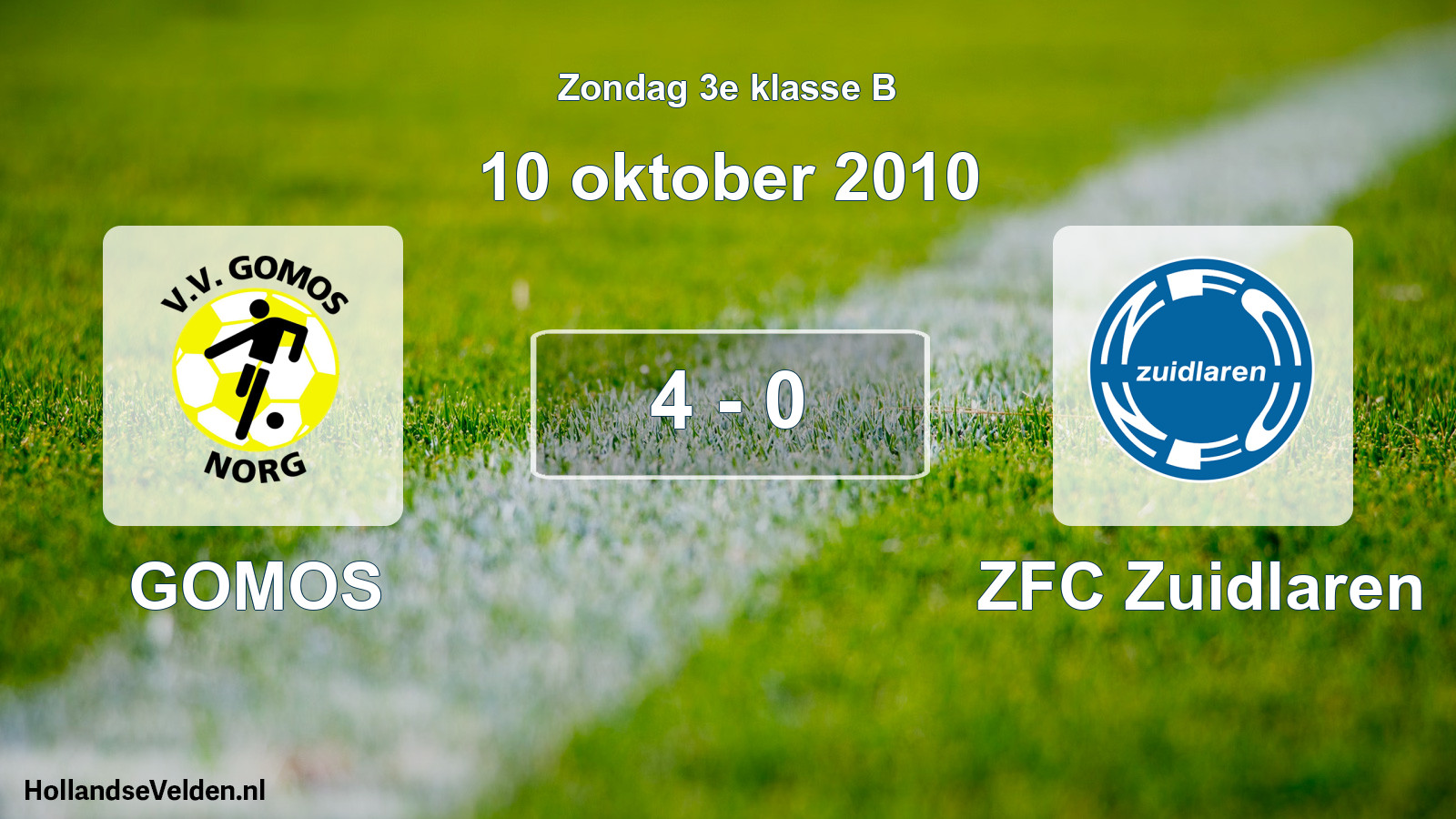 Total number of matches played: GOMOS - ZFC Zuidlaren 4 - 0 (10 October 2010)