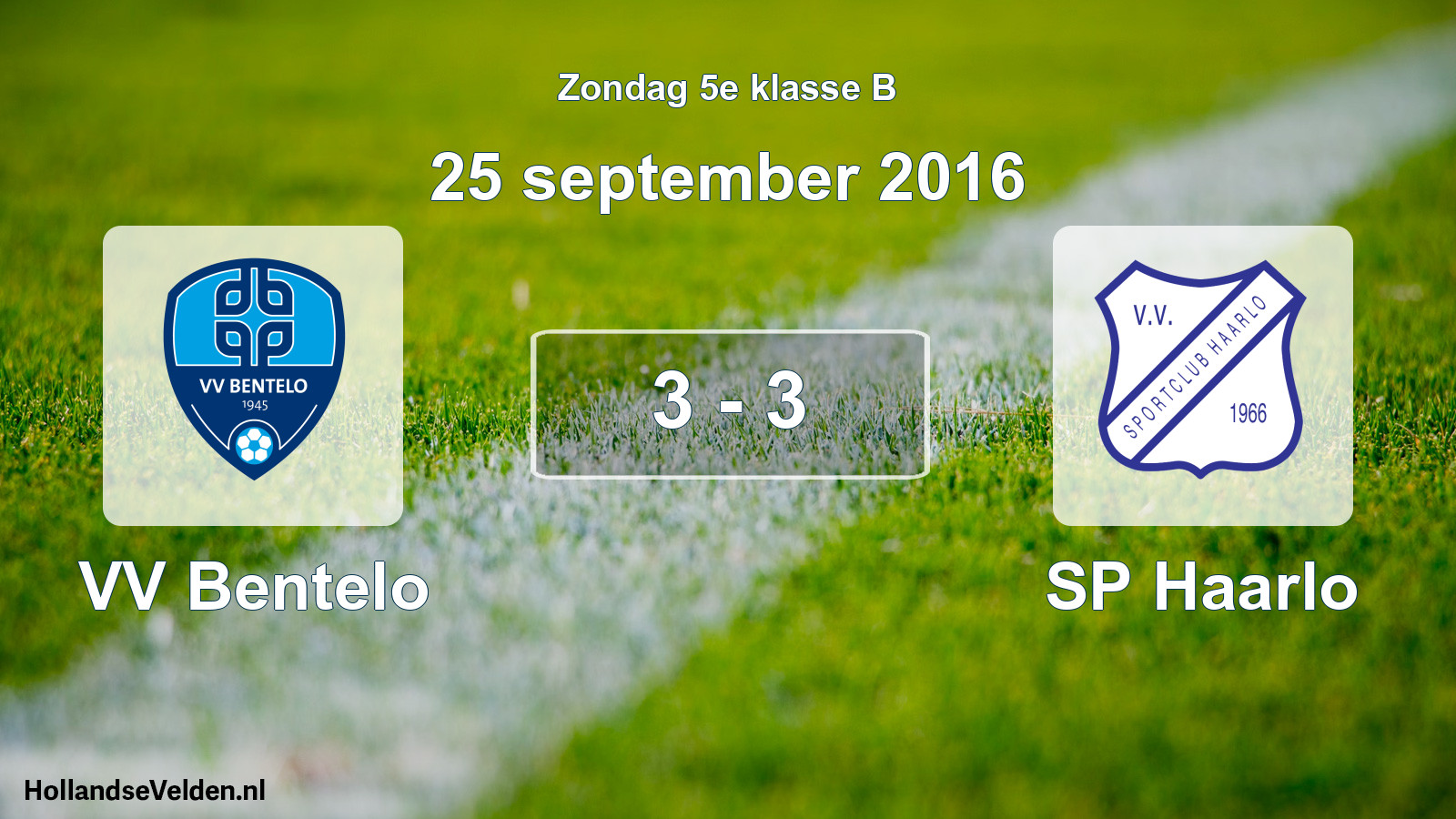Total number of matches played: VV Bentelo - SP Haarlo 3 - 3 (25 September 2016)