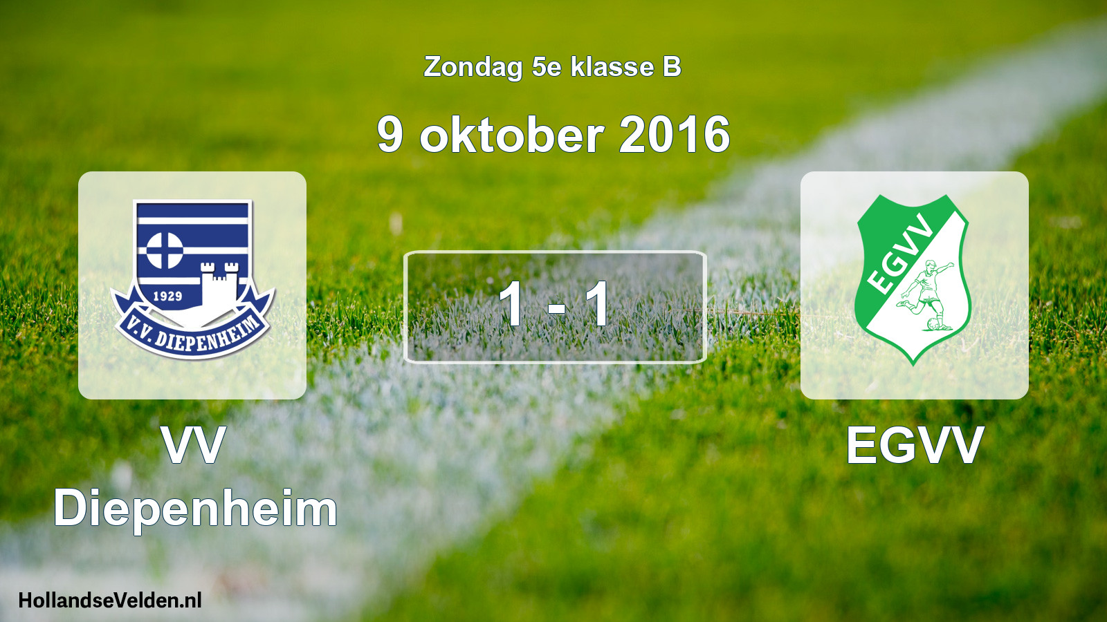 Total number of matches played: VV Diepenheim - EGVV 1 - 1 (9 October 2016)