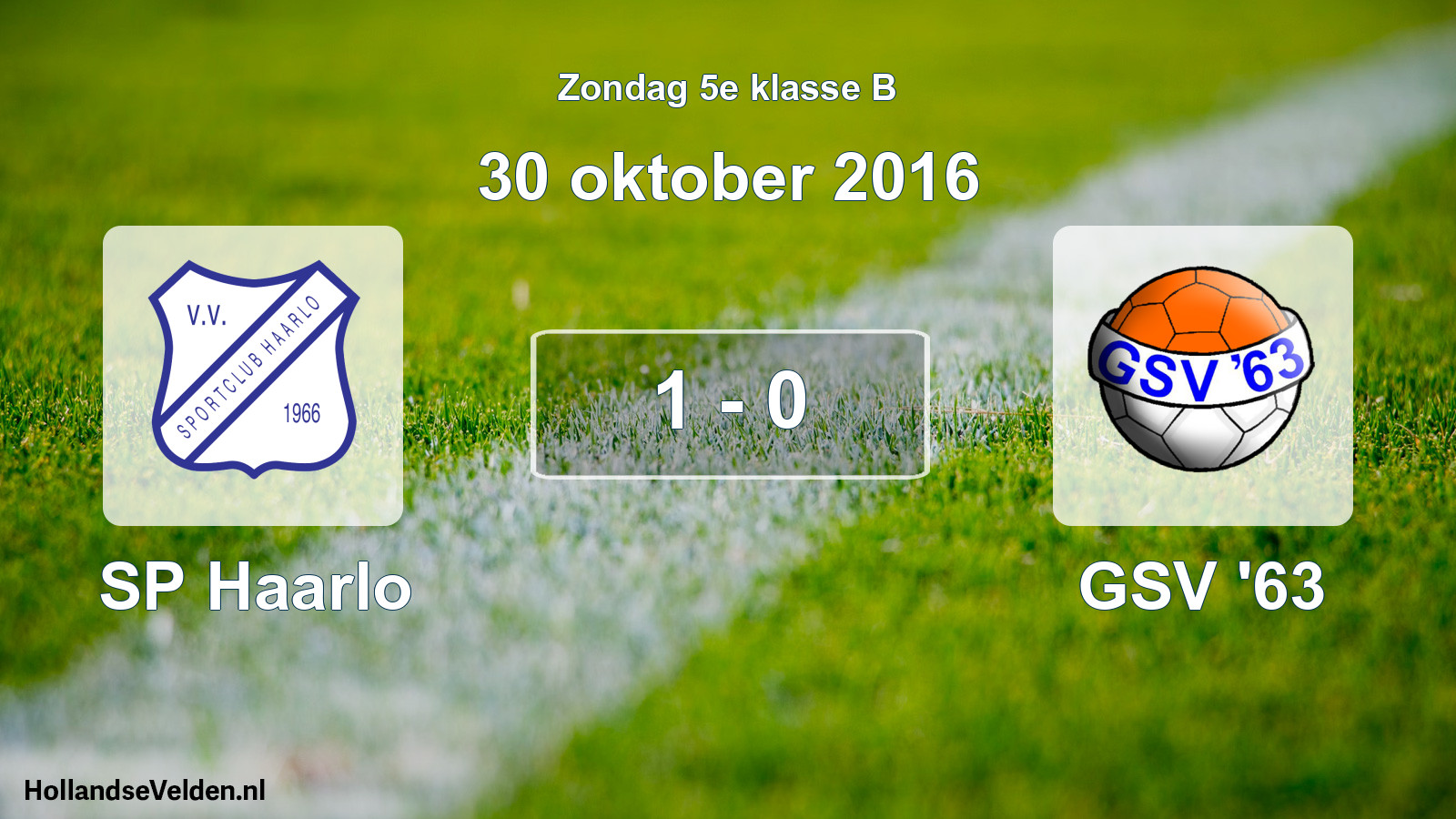 Total number of matches played: SP Haarlo - GSV '63 1 - 0 (30 October 2016)