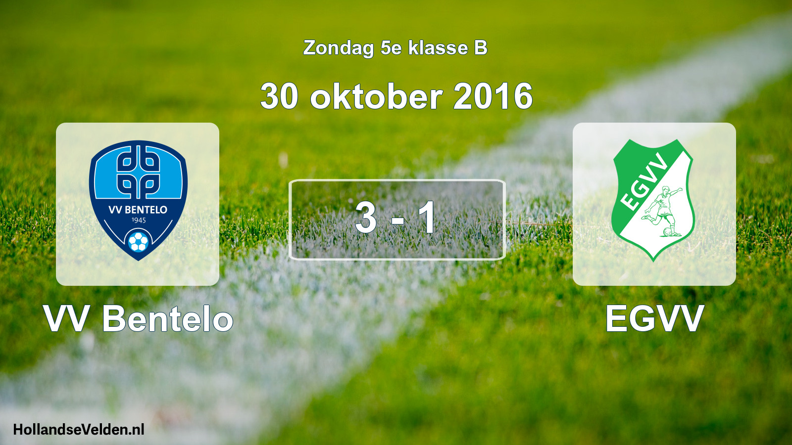 Total number of matches played: VV Bentelo - EGVV 3 - 1 (30 October 2016)