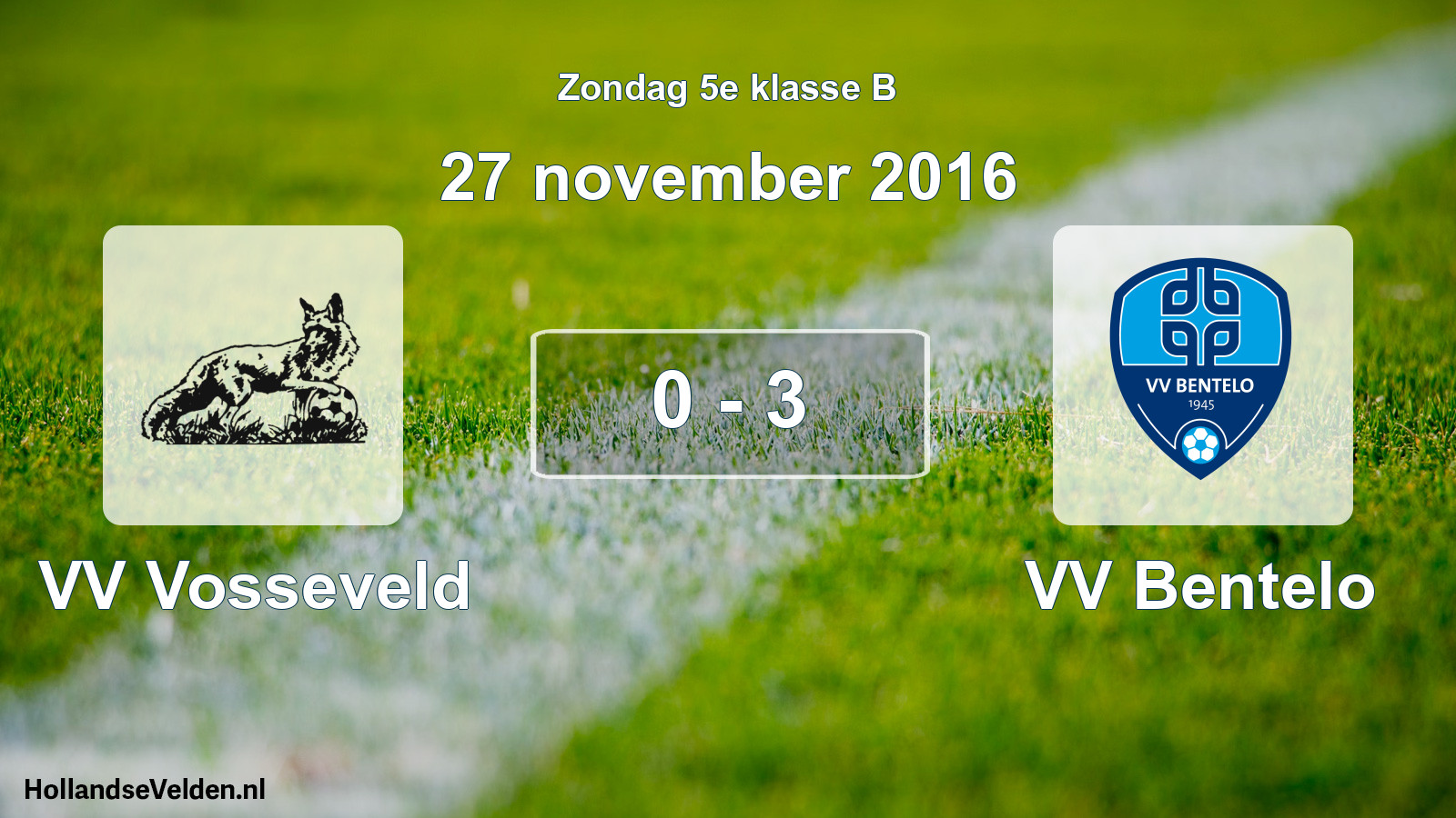 Total number of matches played: VV Vosseveld - VV Bentelo 0 - 3 (27 November 2016)