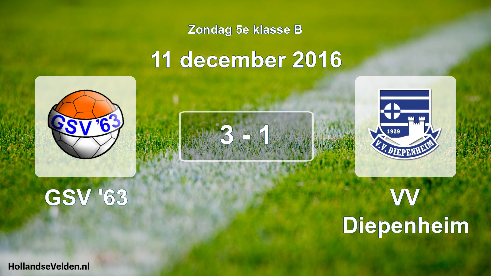 Total number of matches played: GSV '63 - VV Diepenheim 3 - 1 (11 December 2016)