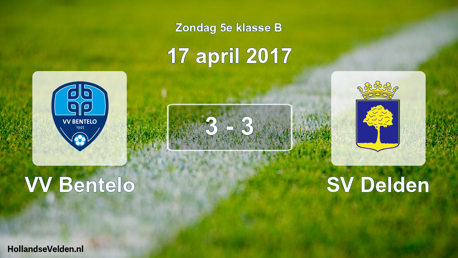 Total number of matches played: VV Bentelo - SV Delden 3 - 3 (17 April 2017)