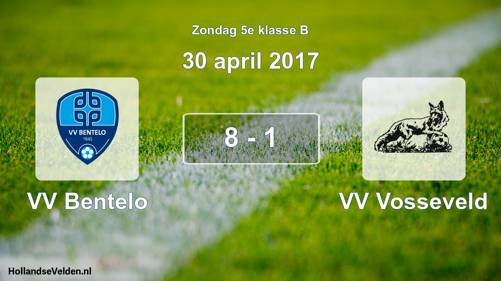 Total number of matches played: VV Bentelo - VV Vosseveld 8 - 1 (30 April 2017)