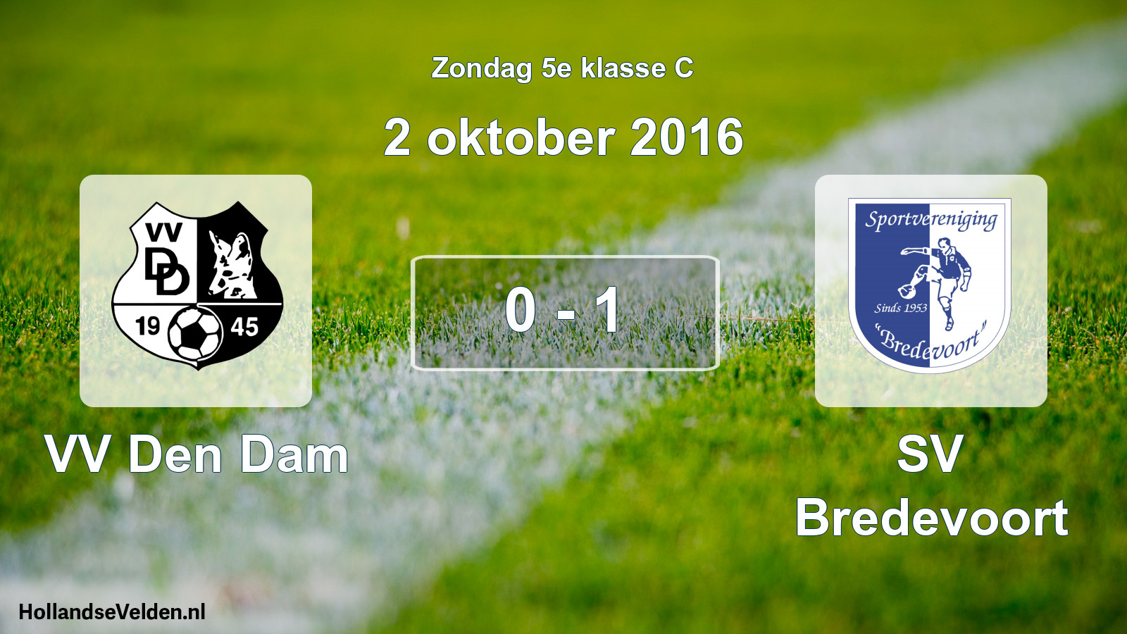 Total number of matches played: VV Den Dam - SV Bredevoort 0 - 1 (2 October 2016)