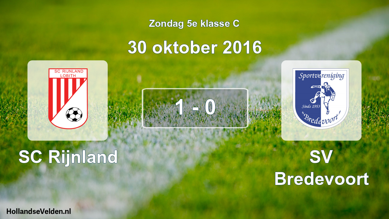 Total number of matches played: SC Rijnland - SV Bredevoort 1 - 0 (30 October 2016)