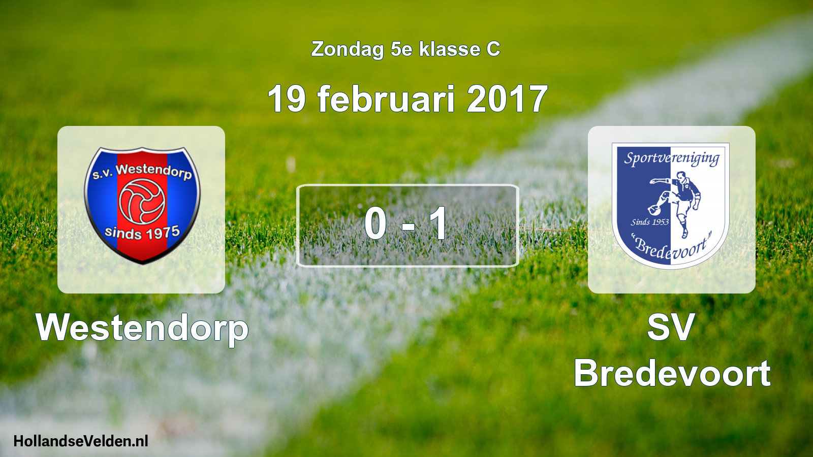 Total number of matches played: Westendorp - SV Bredevoort 0 - 1 (19 February 2017)