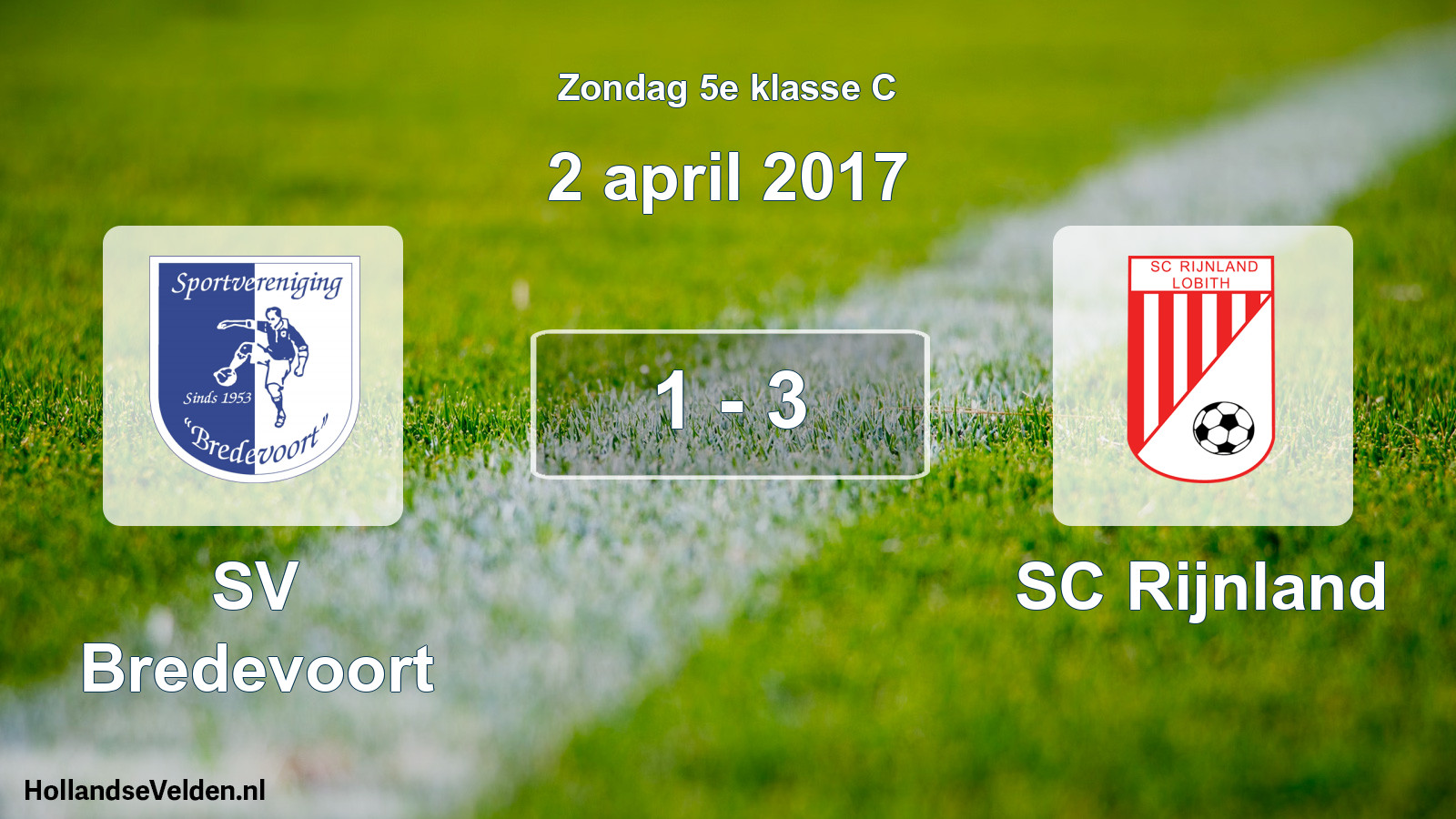 Total number of matches played: SV Bredevoort - SC Rijnland 1 - 3 (2 April 2017)