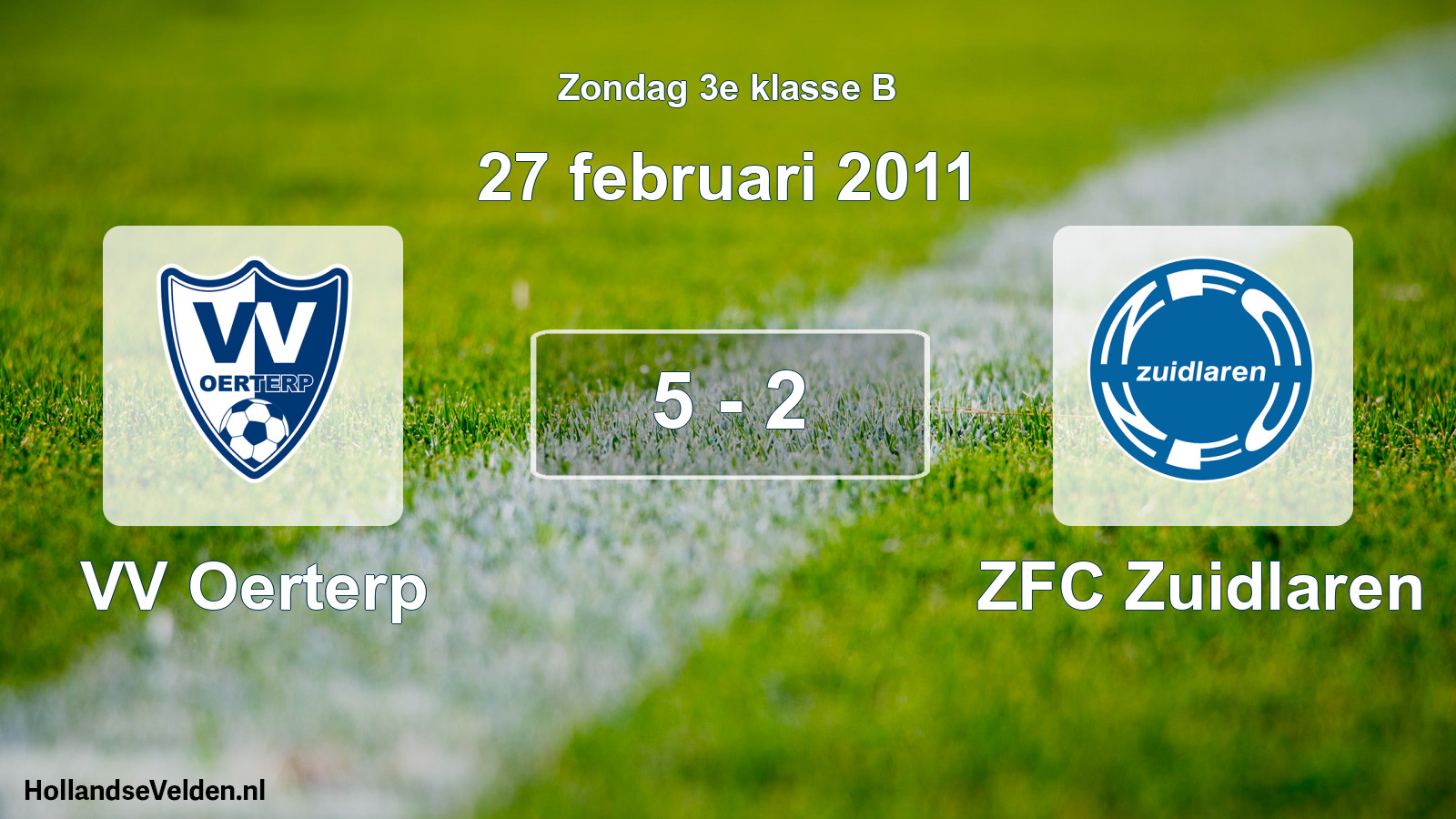 Total number of matches played: VV Oerterp - ZFC Zuidlaren 5 - 2 (27 February 2011)