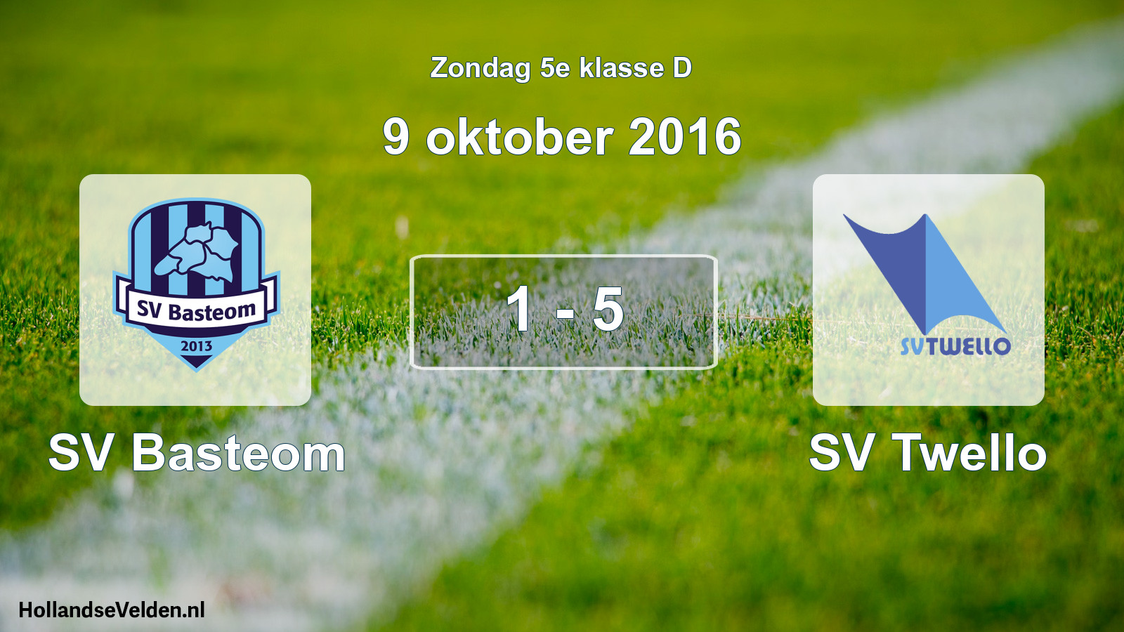 Total number of matches played: SV Basteom - SV Twello 1 - 5 (9 October 2016)