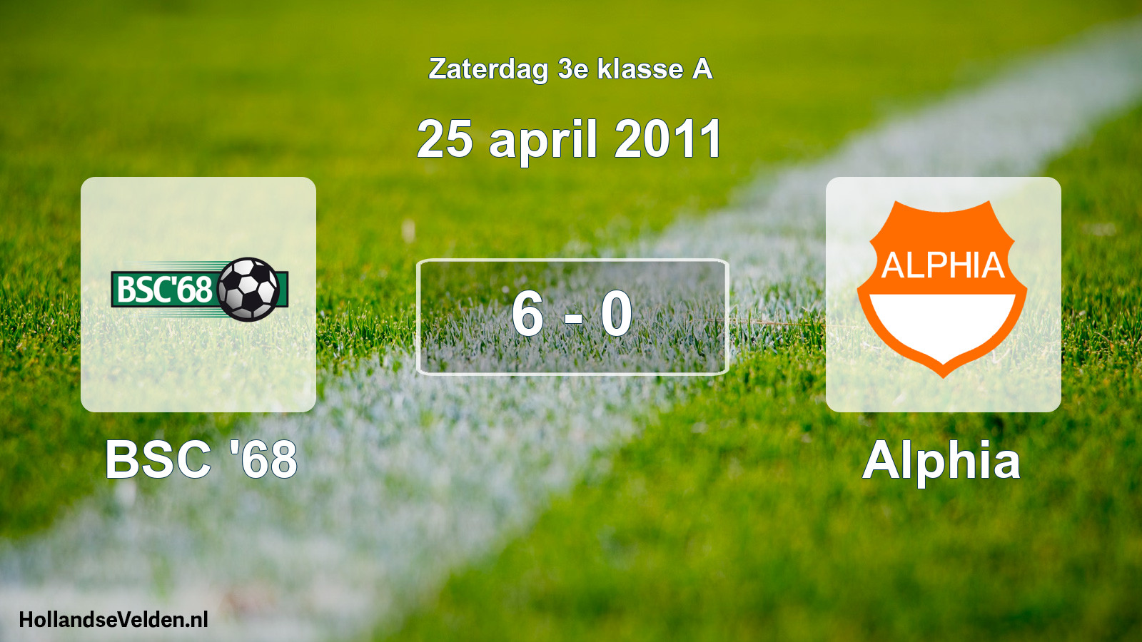 Total number of matches played: BSC '68 - Alphia 6 - 0 (25 April 2011)