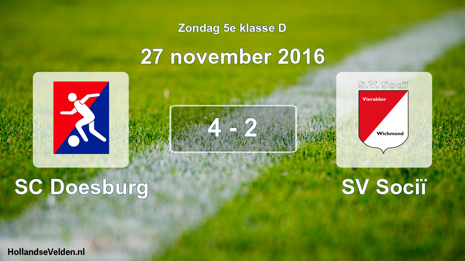 Total number of matches played: SC Doesburg - SV Sociï 4 - 2 (27 November 2016)