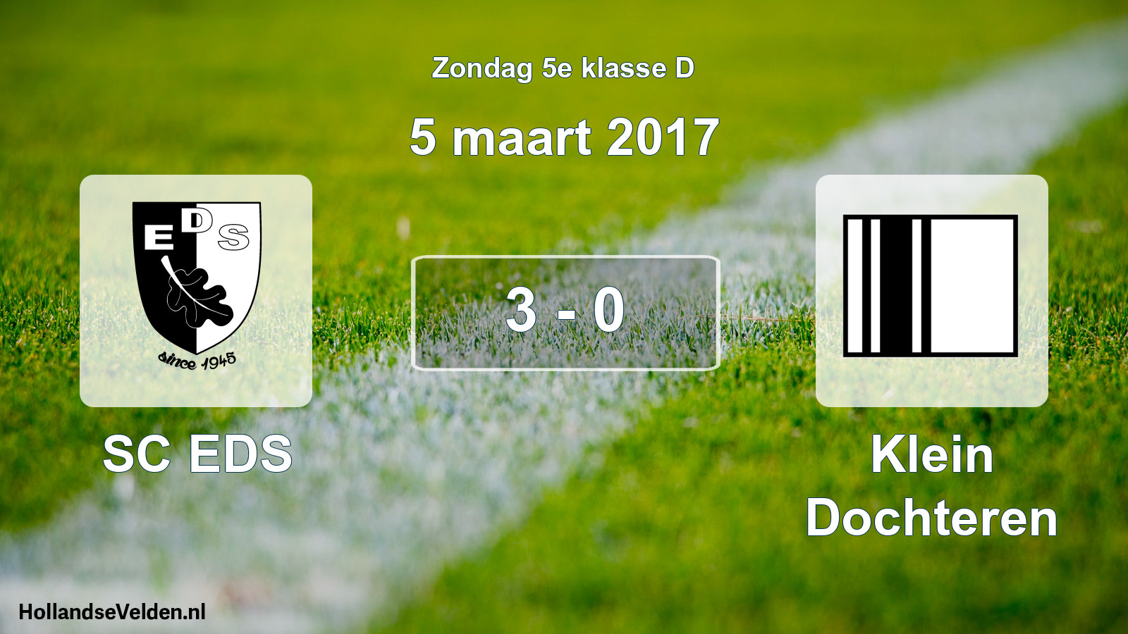 Total number of matches played: SC EDS - Klein Dochteren 3 - 0 (5 March 2017)